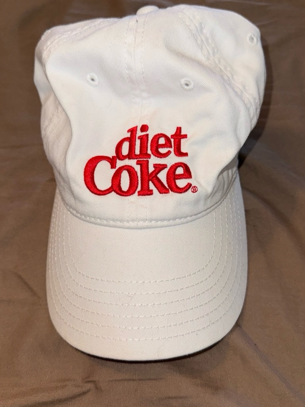 White Baseball Cap with Red Logo